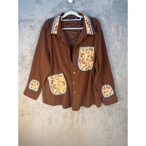 VTG Upcycled Southwestern Jacket Size 2X Lizard Patchwork Boho Cowgirl